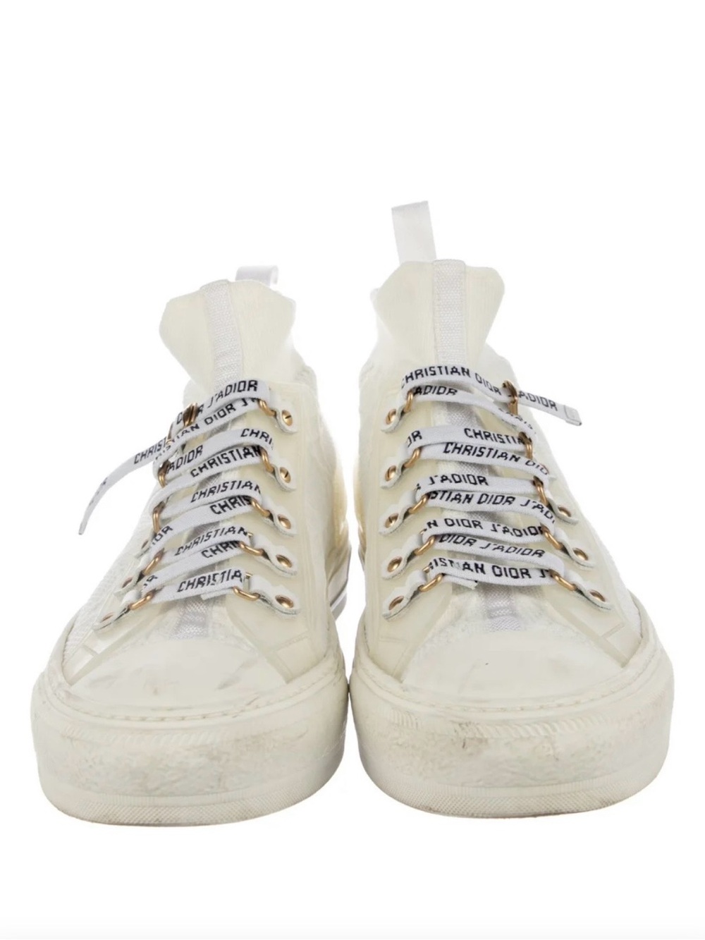 Dior Cream High-Top Logo Ribbon Sneakers
